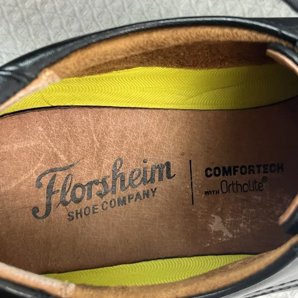Florsheim Comfortech Black Leather Cap Toe Oxford Shoes Men’s US 8D